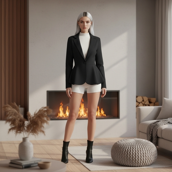 HALARA Jackets & Blazers - HALARA Black Peplum Single-Button Blazer